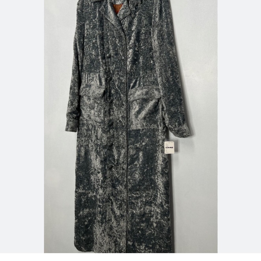 Free People Soho Crushed Velvet Duster Trench Jacket - Picture 3 of 11